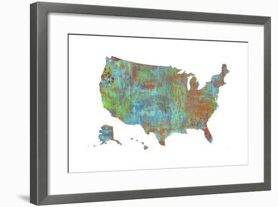 U.S.A. Map 3-Marlene Watson-Framed Giclee Print