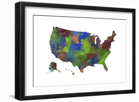 U.S.A. Map 5-Marlene Watson-Framed Giclee Print