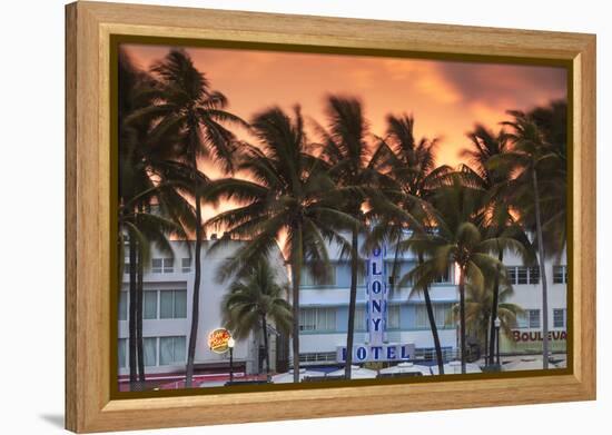 U.S.A, Miami, Miami Beach, South Beach, Art Deco Hotels on Ocean Drive-Jane Sweeney-Framed Premier Image Canvas