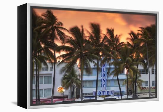 U.S.A, Miami, Miami Beach, South Beach, Art Deco Hotels on Ocean Drive-Jane Sweeney-Framed Premier Image Canvas