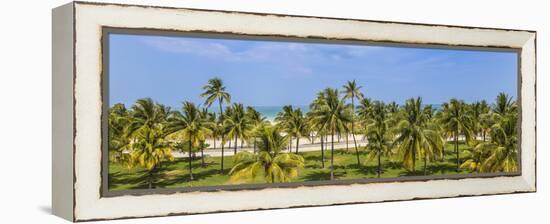 U.S.A, Miami, Miami Beach, South Beach, Ocean Drive, View over Lummus Park Towards South Beach-Jane Sweeney-Framed Premier Image Canvas