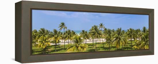 U.S.A, Miami, Miami Beach, South Beach, Ocean Drive, View over Lummus Park Towards South Beach-Jane Sweeney-Framed Premier Image Canvas