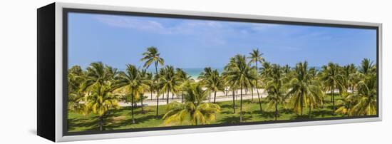 U.S.A, Miami, Miami Beach, South Beach, Ocean Drive, View over Lummus Park Towards South Beach-Jane Sweeney-Framed Premier Image Canvas