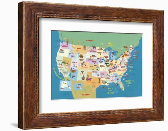 U.S.A. States and Capitals-Catrina Genovese-Framed Giclee Print