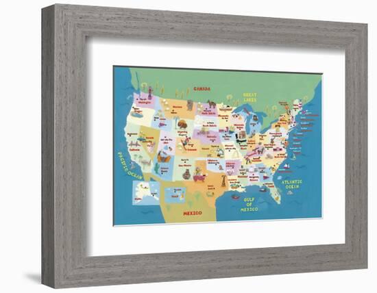 U.S.A. States and Capitals-Catrina Genovese-Framed Giclee Print