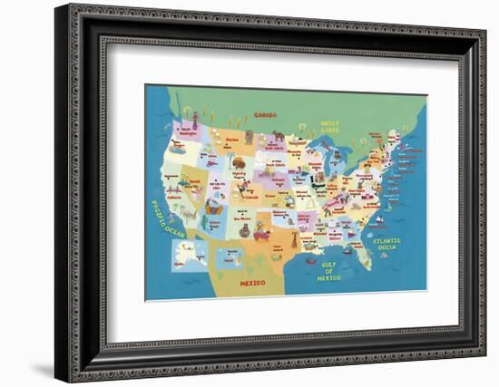 U.S.A. States and Capitals-Catrina Genovese-Framed Giclee Print