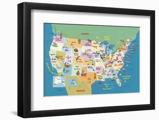 U.S.A. States and Capitals-Catrina Genovese-Framed Giclee Print