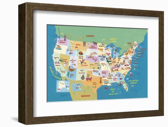 U.S.A. States and Capitals-Catrina Genovese-Framed Giclee Print