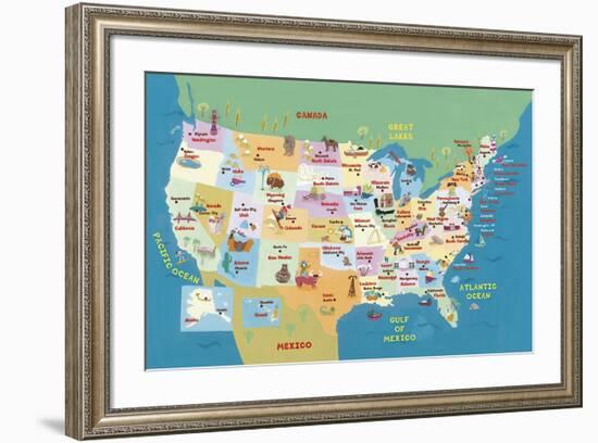 U.S.A. States and Capitals-Catrina Genovese-Framed Giclee Print