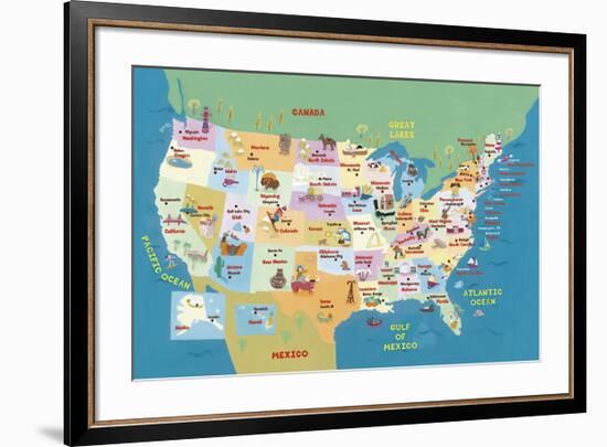 U.S.A. States and Capitals-Catrina Genovese-Framed Giclee Print