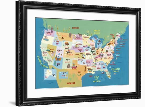 U.S.A. States and Capitals-Catrina Genovese-Framed Giclee Print