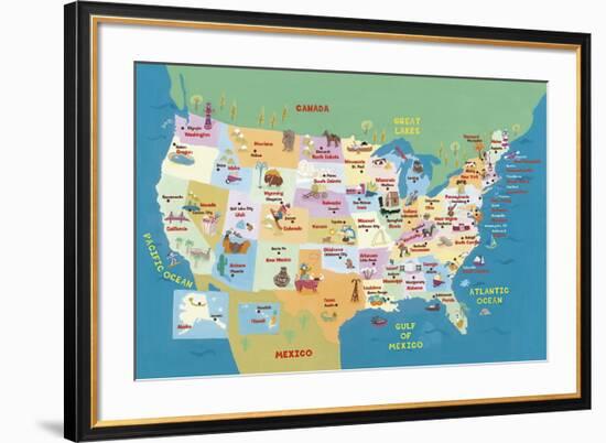 U.S.A. States and Capitals-Catrina Genovese-Framed Giclee Print