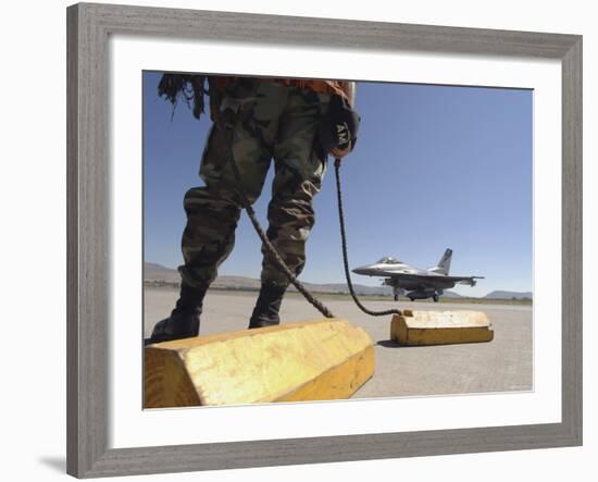 U.S. Air Force Crew Chief Waits to Chalk the Flight of on Kingsley Field, Oregon, August 7, 2007-Stocktrek Images-Framed Photographic Print