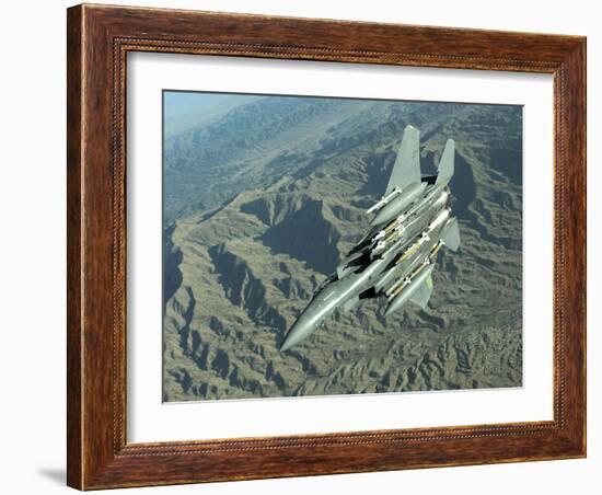 U.S. Air Force F-15E Strike Eagle on a Combat Patrol over Afghanistan-Stocktrek Images-Framed Photographic Print