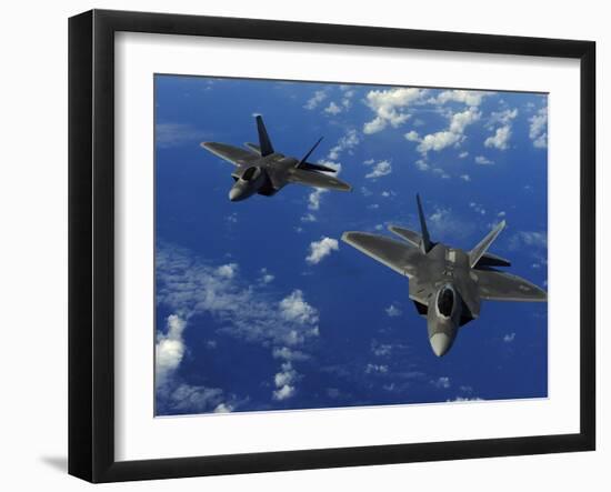 U.S. Air Force F-22 Raptors in Flight Near Guam-Stocktrek Images-Framed Photographic Print