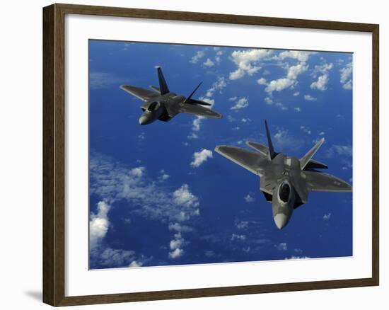 U.S. Air Force F-22 Raptors in Flight Near Guam-Stocktrek Images-Framed Photographic Print