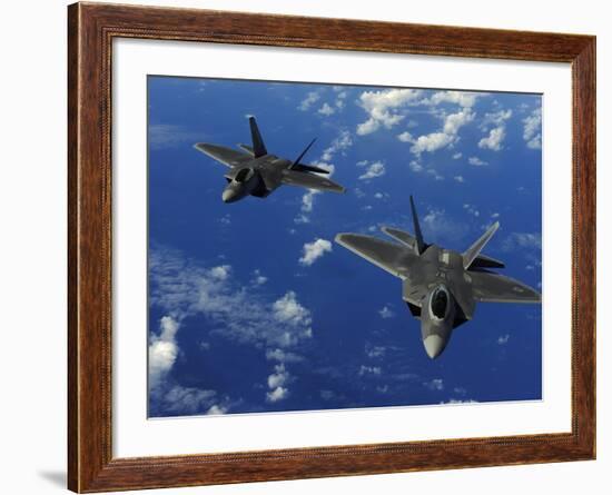 U.S. Air Force F-22 Raptors in Flight Near Guam-Stocktrek Images-Framed Photographic Print