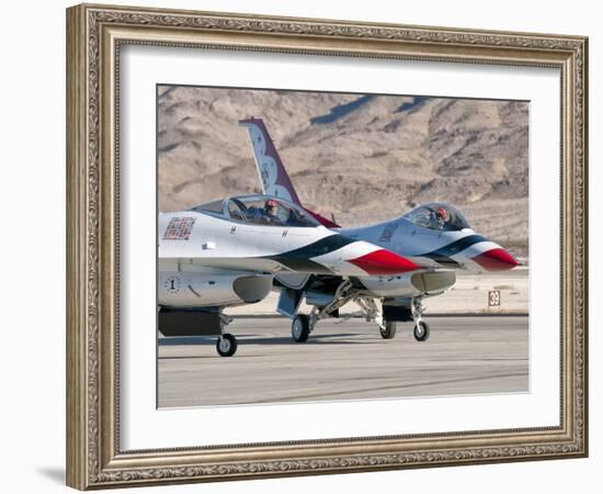 U.S. Air Force Thunderbirds on the Ramp at Nellis Air Force Base, Nevada-Stocktrek Images-Framed Photographic Print