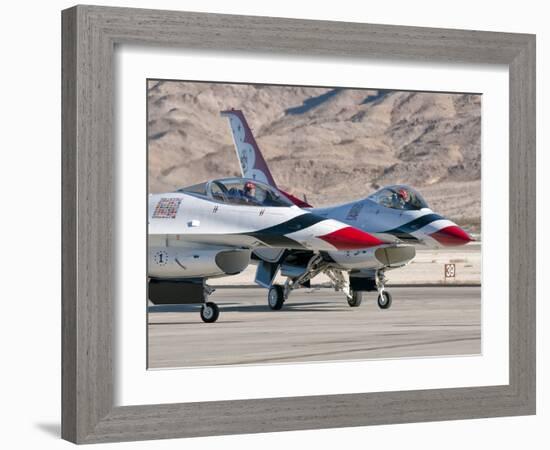 U.S. Air Force Thunderbirds on the Ramp at Nellis Air Force Base, Nevada-Stocktrek Images-Framed Photographic Print