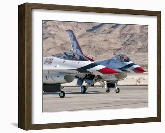 U.S. Air Force Thunderbirds on the Ramp at Nellis Air Force Base, Nevada-Stocktrek Images-Framed Photographic Print