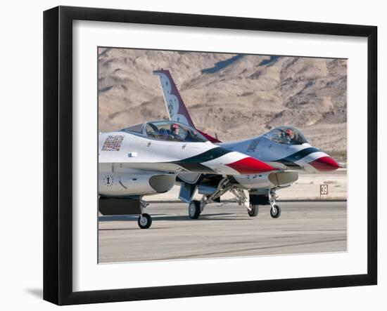 U.S. Air Force Thunderbirds on the Ramp at Nellis Air Force Base, Nevada-Stocktrek Images-Framed Photographic Print