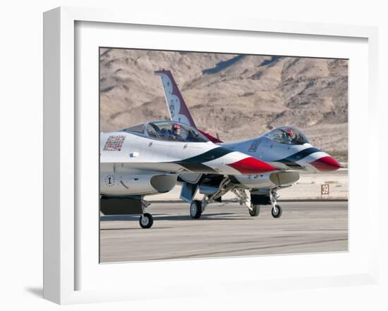 U.S. Air Force Thunderbirds on the Ramp at Nellis Air Force Base, Nevada-Stocktrek Images-Framed Photographic Print