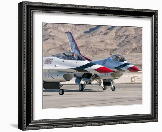 U.S. Air Force Thunderbirds on the Ramp at Nellis Air Force Base, Nevada-Stocktrek Images-Framed Photographic Print