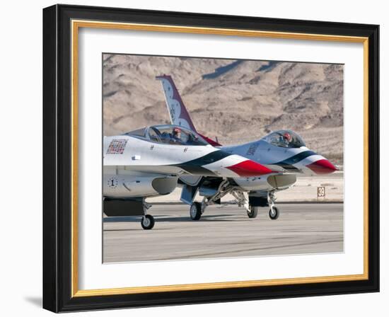 U.S. Air Force Thunderbirds on the Ramp at Nellis Air Force Base, Nevada-Stocktrek Images-Framed Photographic Print