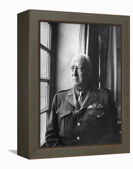 U.S. Army General George Patton Gazing Thoughfully Out of Window-null-Framed Premier Image Canvas