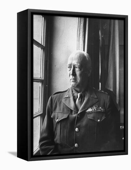 U.S. Army General George Patton Gazing Thoughfully Out of Window-null-Framed Premier Image Canvas