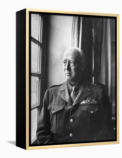 U.S. Army General George Patton Gazing Thoughfully Out of Window-null-Framed Premier Image Canvas