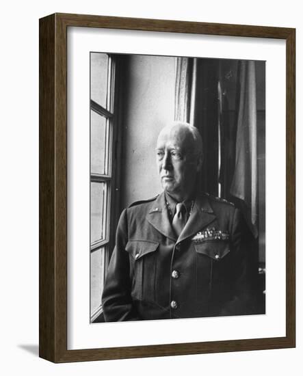 U.S. Army General George Patton Gazing Thoughfully Out of Window-null-Framed Photographic Print