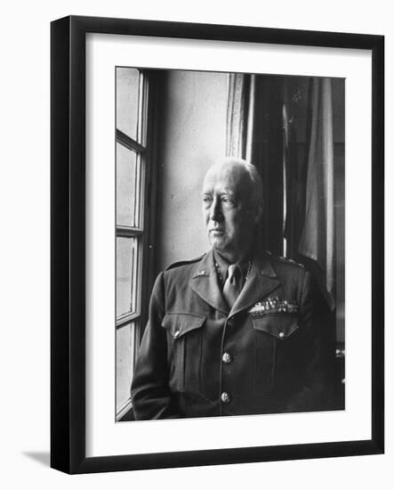 U.S. Army General George Patton Gazing Thoughfully Out of Window-null-Framed Photographic Print