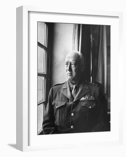 U.S. Army General George Patton Gazing Thoughfully Out of Window-null-Framed Photographic Print