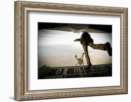 U.S. Army Green Berets Jump Out of a C-130H3 Hercules over Florida-Stocktrek Images-Framed Photographic Print