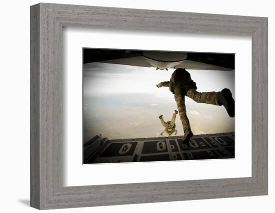 U.S. Army Green Berets Jump Out of a C-130H3 Hercules over Florida-Stocktrek Images-Framed Photographic Print