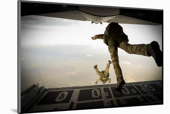 U.S. Army Green Berets Jump Out of a C-130H3 Hercules over Florida-Stocktrek Images-Mounted Photographic Print