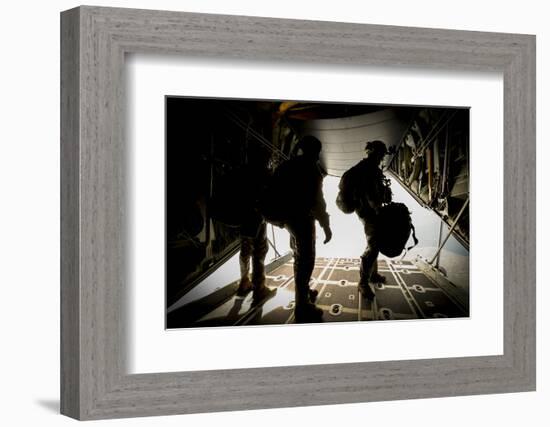 U.S. Army Green Berets Wait to Jump Out of a C-130H3 Hercules-Stocktrek Images-Framed Photographic Print