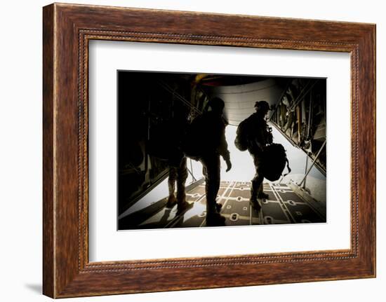U.S. Army Green Berets Wait to Jump Out of a C-130H3 Hercules-Stocktrek Images-Framed Photographic Print