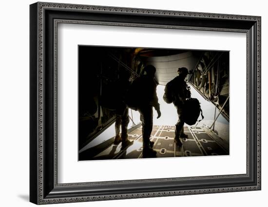 U.S. Army Green Berets Wait to Jump Out of a C-130H3 Hercules-Stocktrek Images-Framed Photographic Print