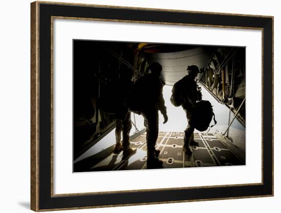 U.S. Army Green Berets Wait to Jump Out of a C-130H3 Hercules-Stocktrek Images-Framed Photographic Print