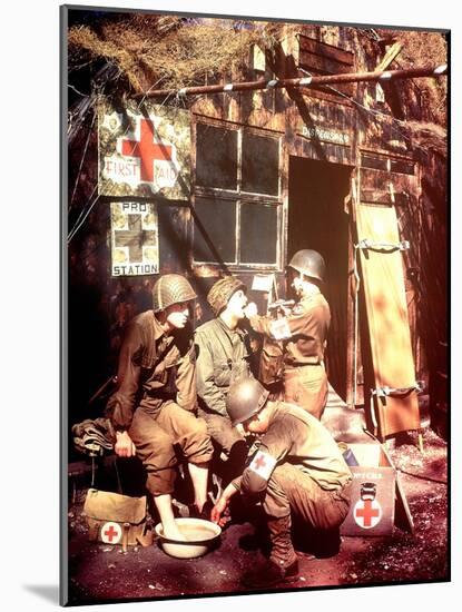 U.S. Army Medics are Treating Two Gis, Southern England, 1944-null-Mounted Photographic Print