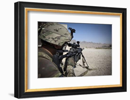 U.S. Army Sniper Pulls Security Using an Mk14 Enhanced Battle Rifle-Stocktrek Images-Framed Photographic Print