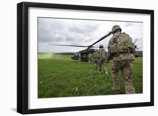 U.S. Army Soldiers Board a Uh-60 Black Hawk Helicopter-null-Framed Photographic Print