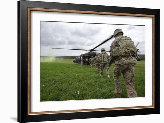 U.S. Army Soldiers Board a Uh-60 Black Hawk Helicopter-null-Framed Photographic Print