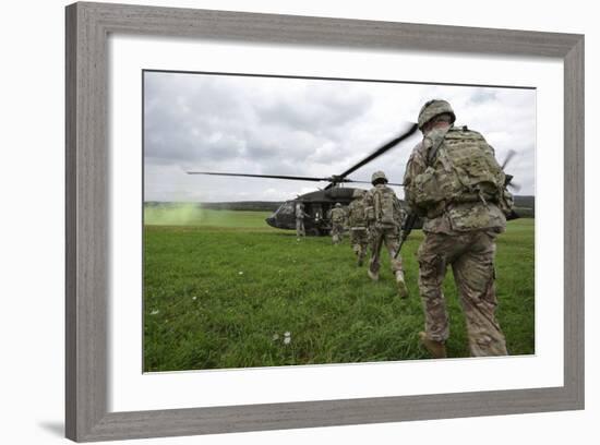 U.S. Army Soldiers Board a Uh-60 Black Hawk Helicopter-null-Framed Photographic Print