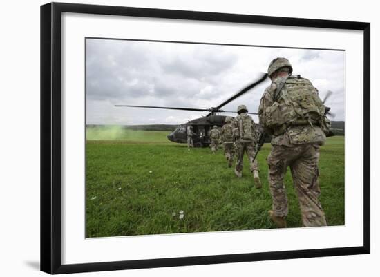 U.S. Army Soldiers Board a Uh-60 Black Hawk Helicopter-null-Framed Photographic Print