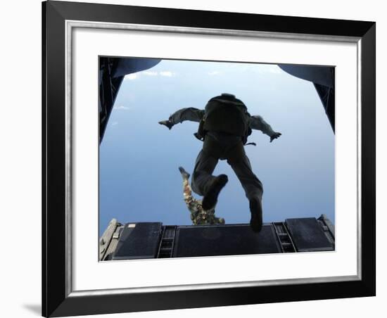 U.S. Army Soldiers Perform HALO Jumps Out of a CH-46E Sea Knight Helicopter-Stocktrek Images-Framed Photographic Print