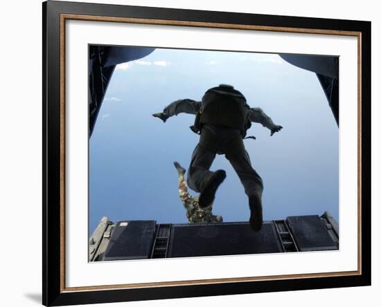 U.S. Army Soldiers Perform HALO Jumps Out of a CH-46E Sea Knight Helicopter-Stocktrek Images-Framed Photographic Print