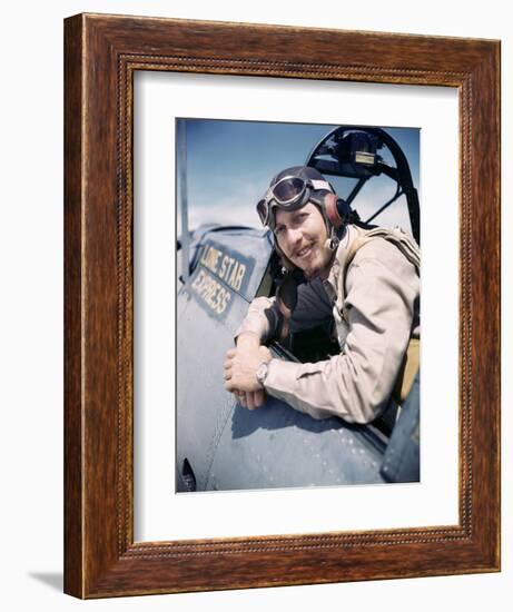 U.S. Bomber Pilot Portrait Stationed at Midway Atoll. 1942-Frank Scherschel-Framed Photographic Print